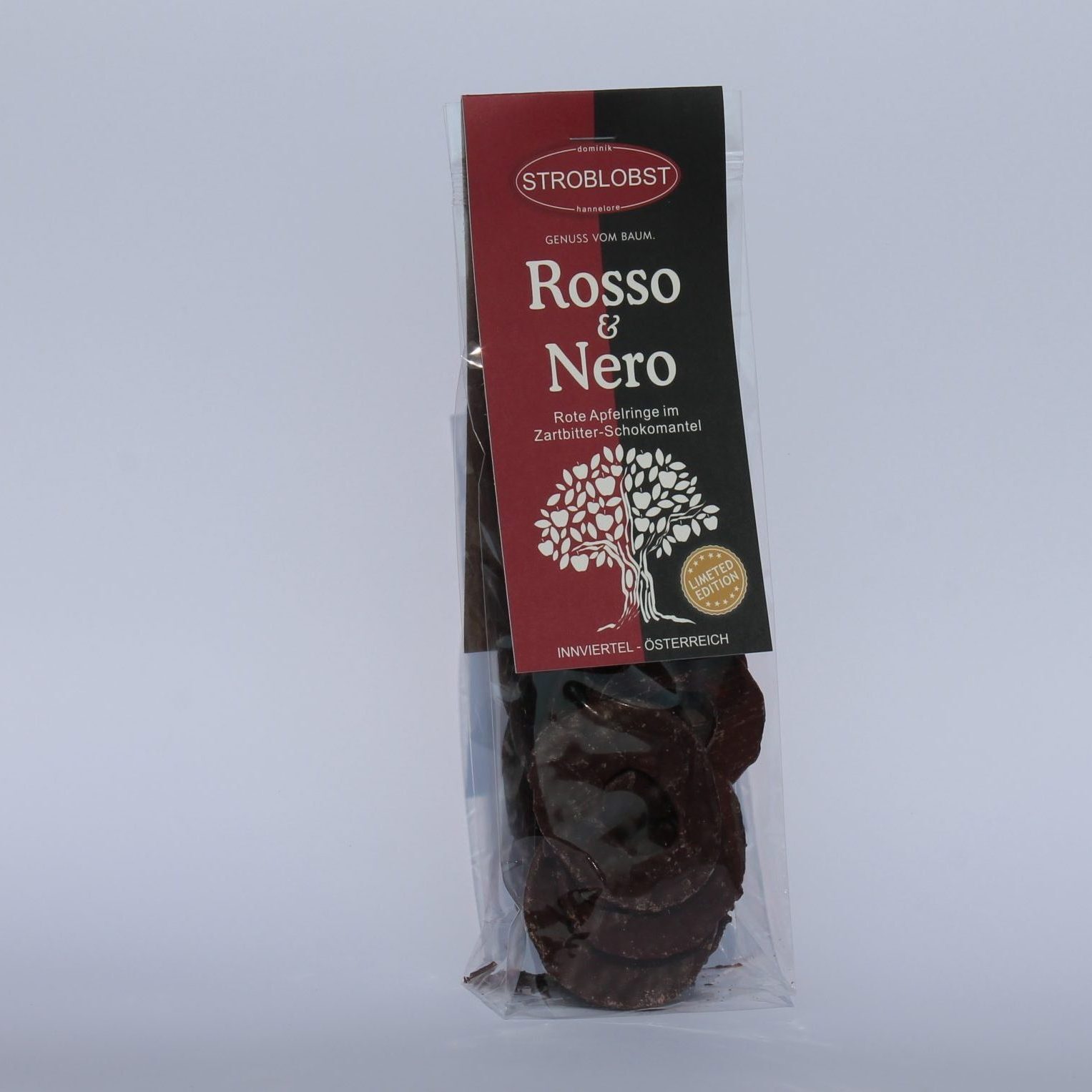 ROSSO & NERO - Apfelringe im Zartbitter Schokomantel 100g