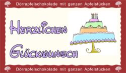 Dörrapfelschokolade 70g "Herzlichen Glückwunsch"