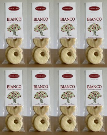 BIANCO - Apfelringe im weißen Schokomantel 100g | 8er Karton