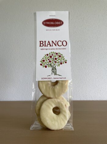BIANCO - Apfelringe im weißen Schokomantel 100g